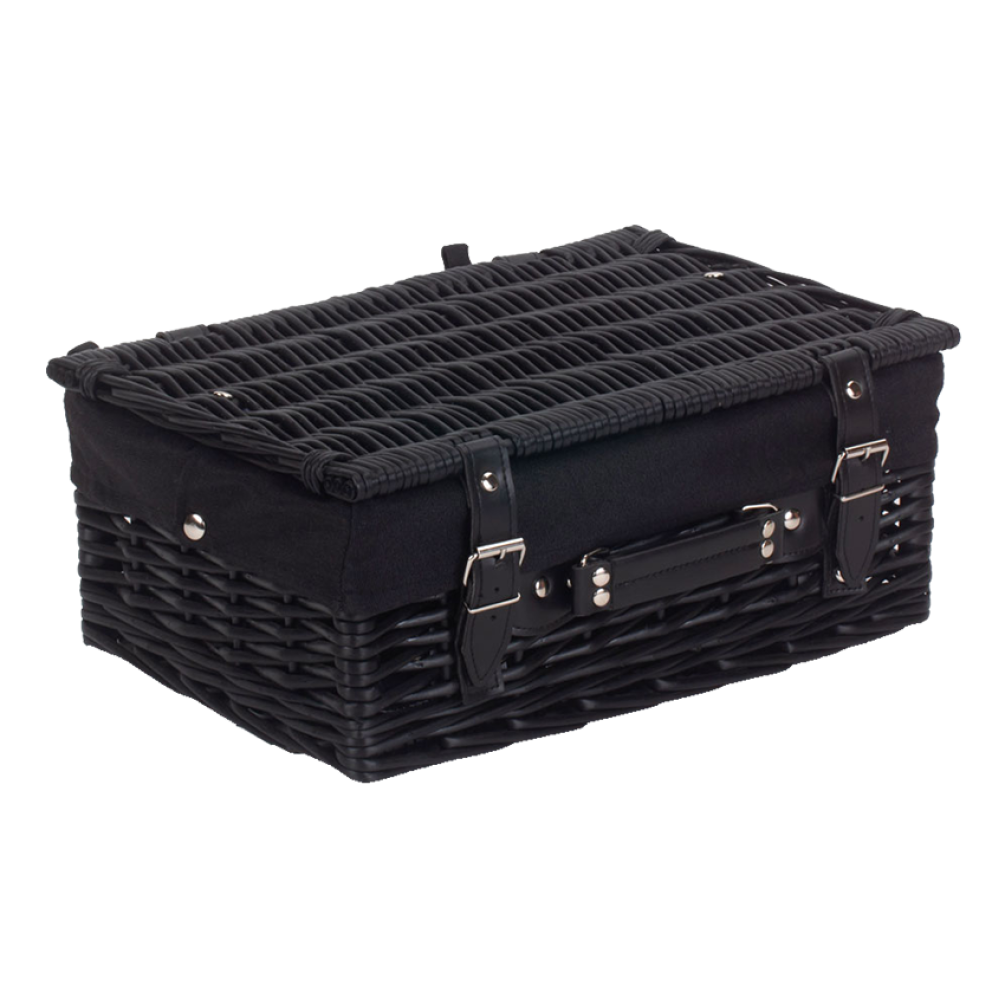 Pack of 5 Black Wicker Hampers with Black Lining | Small
