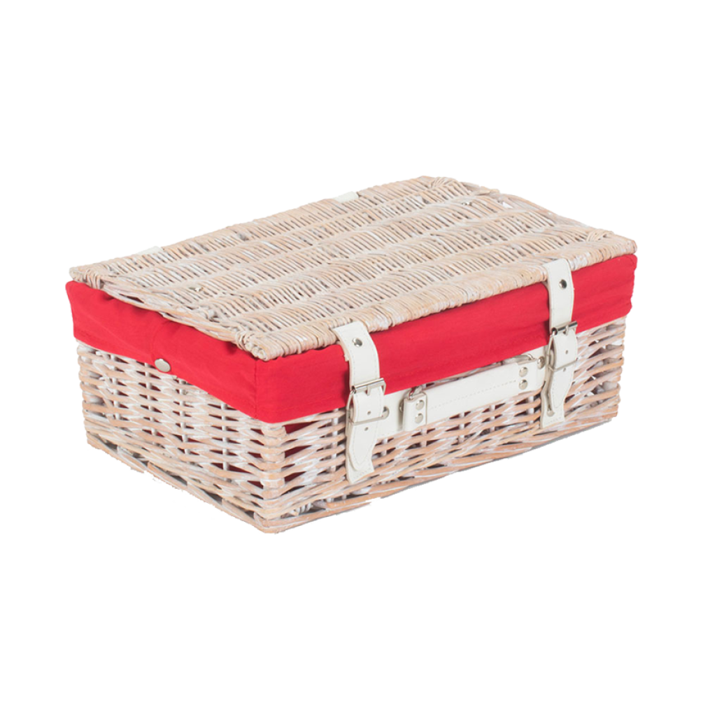 Pack of 5 White Wicker Hampers with Red Lining | Small