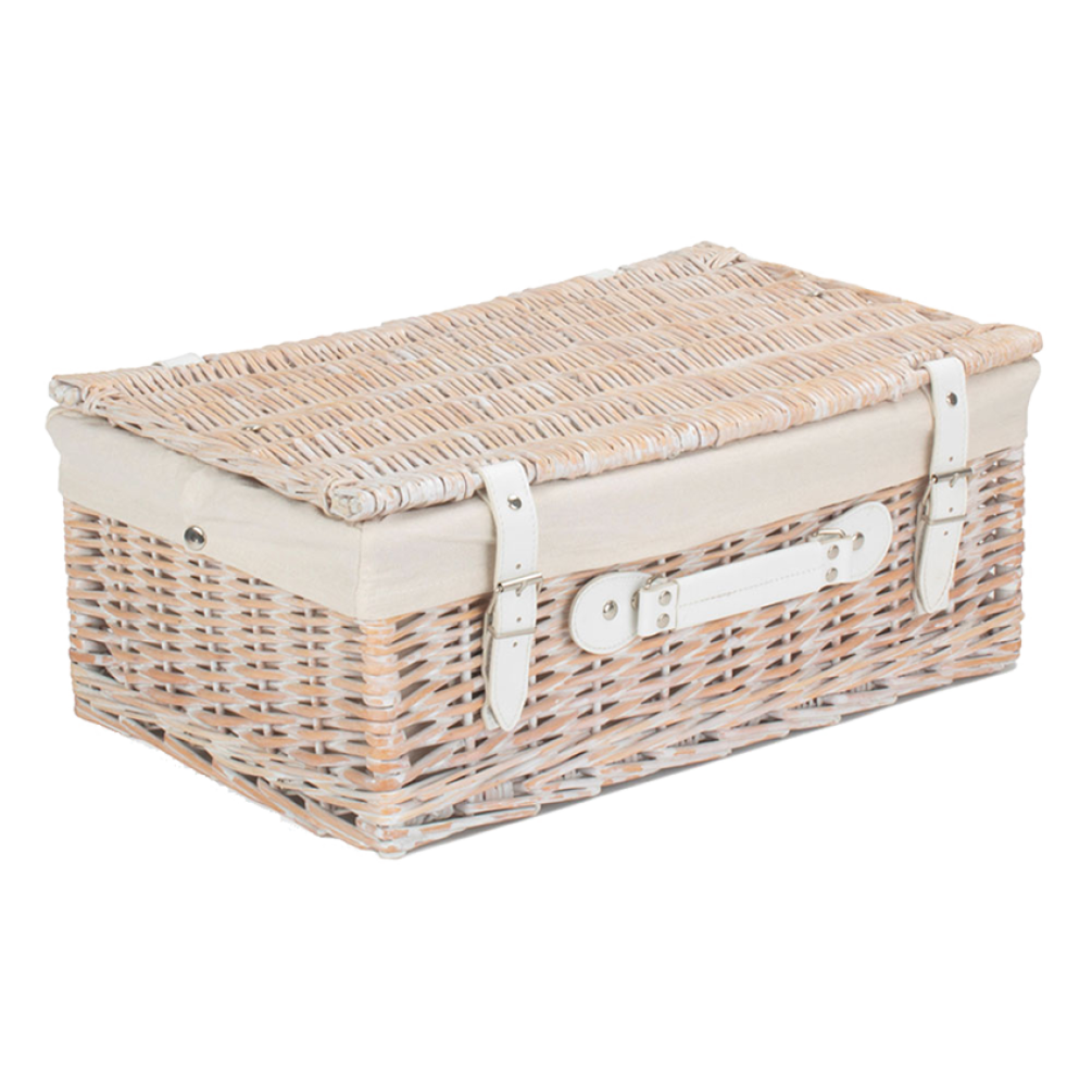 Pack of 5 White Wicker Hampers with White Lining | Small