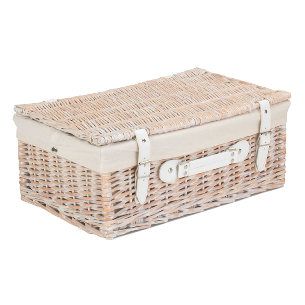 Pack of 5 White Wicker Hampers with White Lining | Small