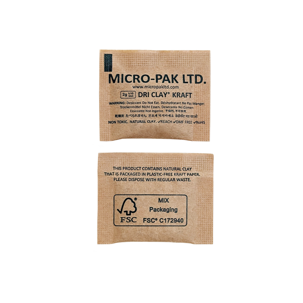 Micro-Pak Dri Clay® 2 Gram - Pack of 2000 Clay Desiccants - Moisture Control Sachets