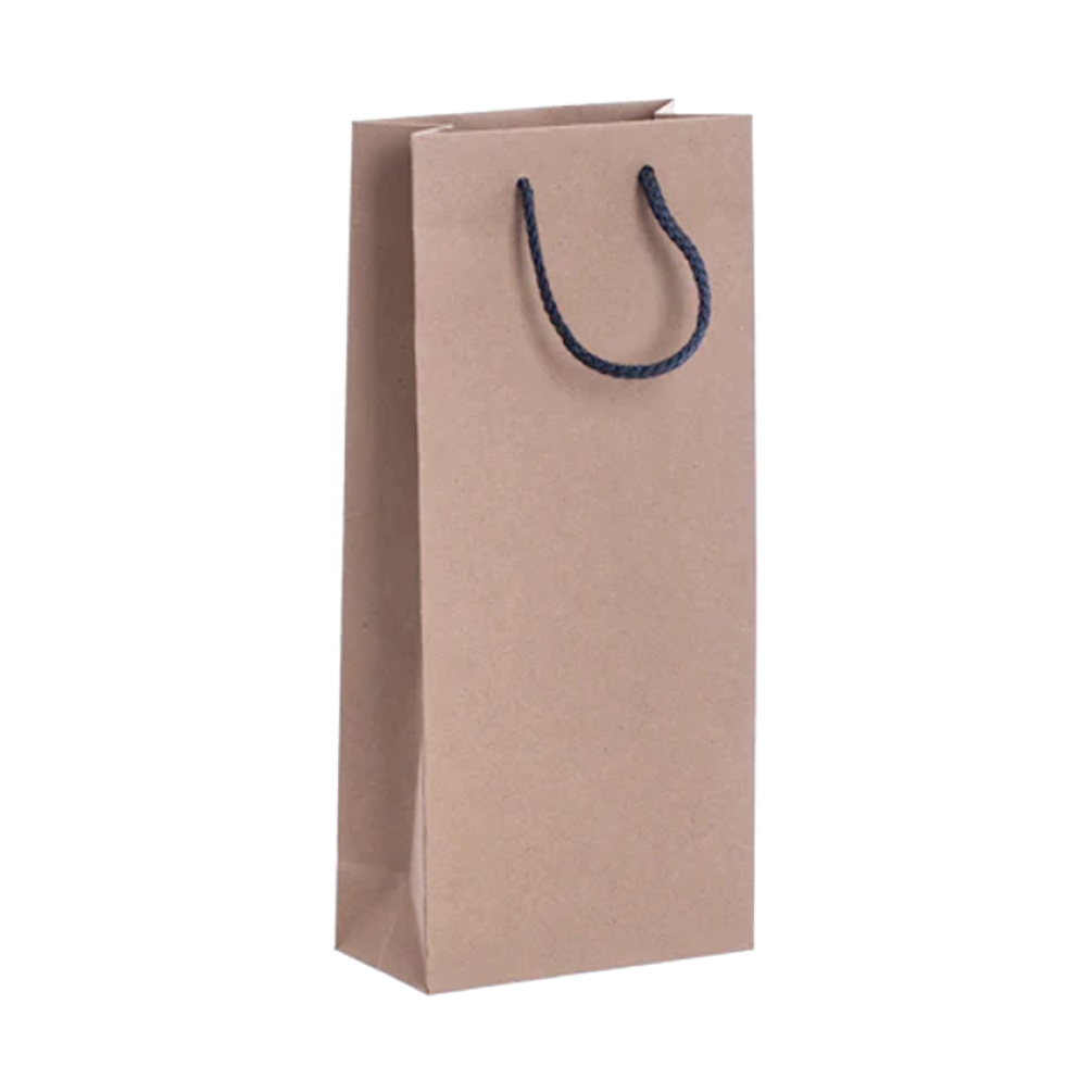 Pack of 25 Kraft Paper Wine Bag with Grey Rope Handles