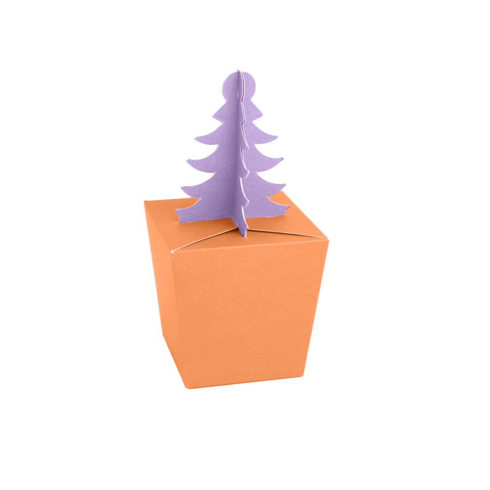 Apricot Crush Orange and Lilac Flat-Pack Christmas Tree Gift Box