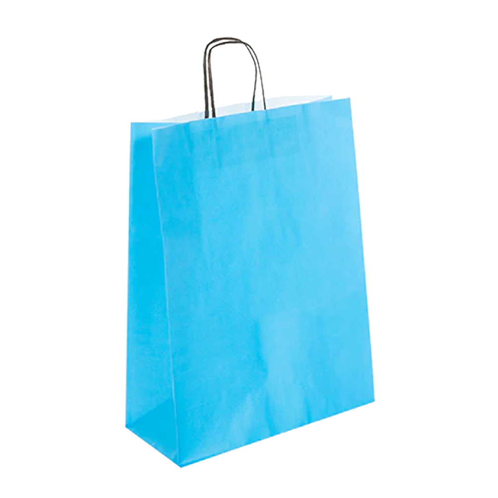 Pack of 25 Large Bright Blue Paper Gift Bag With Paper Twisted Handles