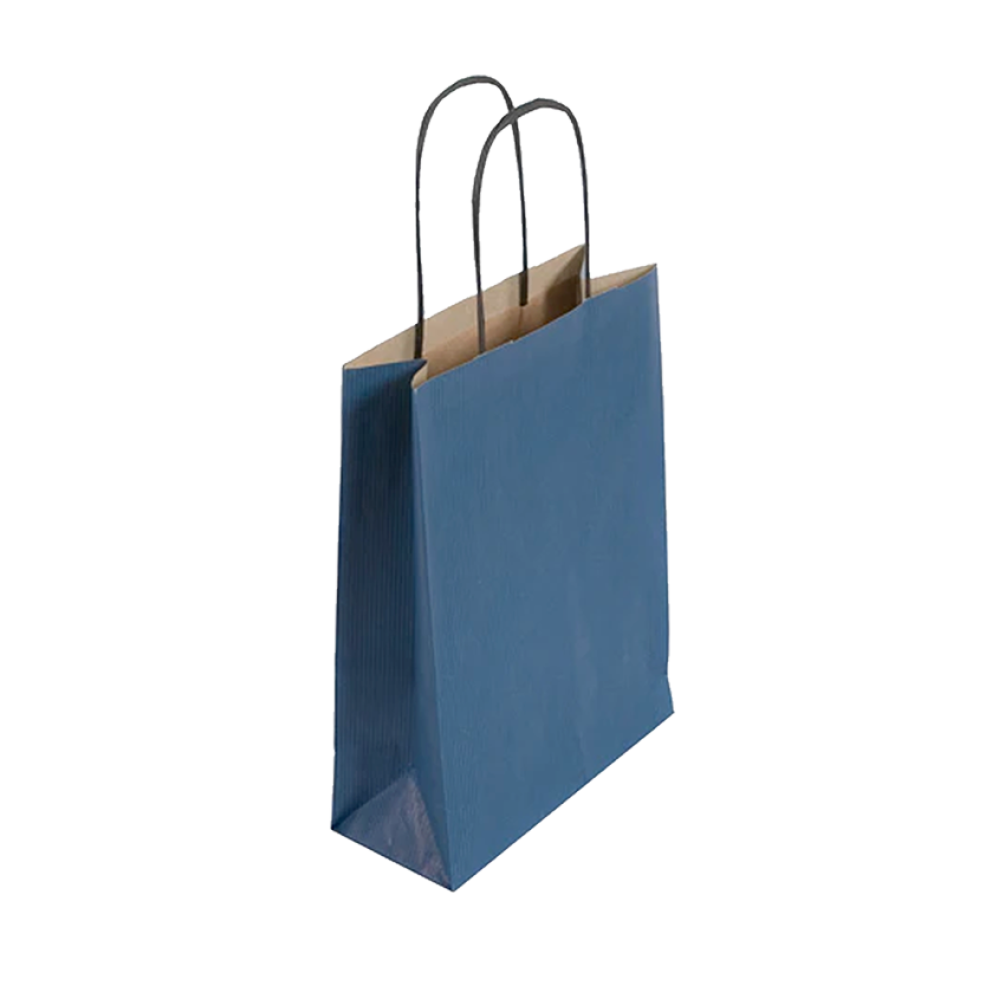 Pack of 25 Medium Blue Paper Gift Bag With Paper Twisted Handles