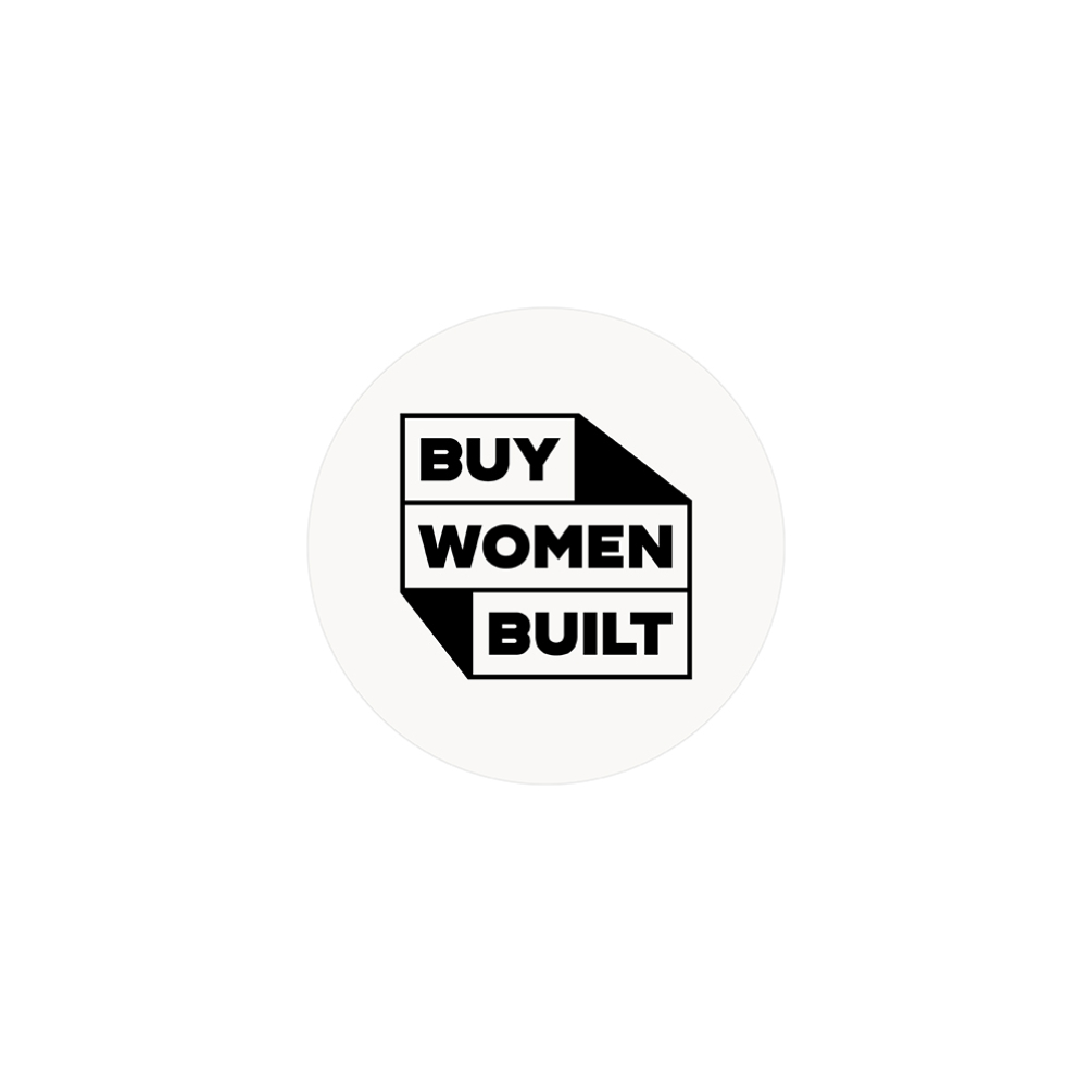 Buy Women Built Round Clear Branded Stickers Black Logo - 40 x 40mm | 250 Roll