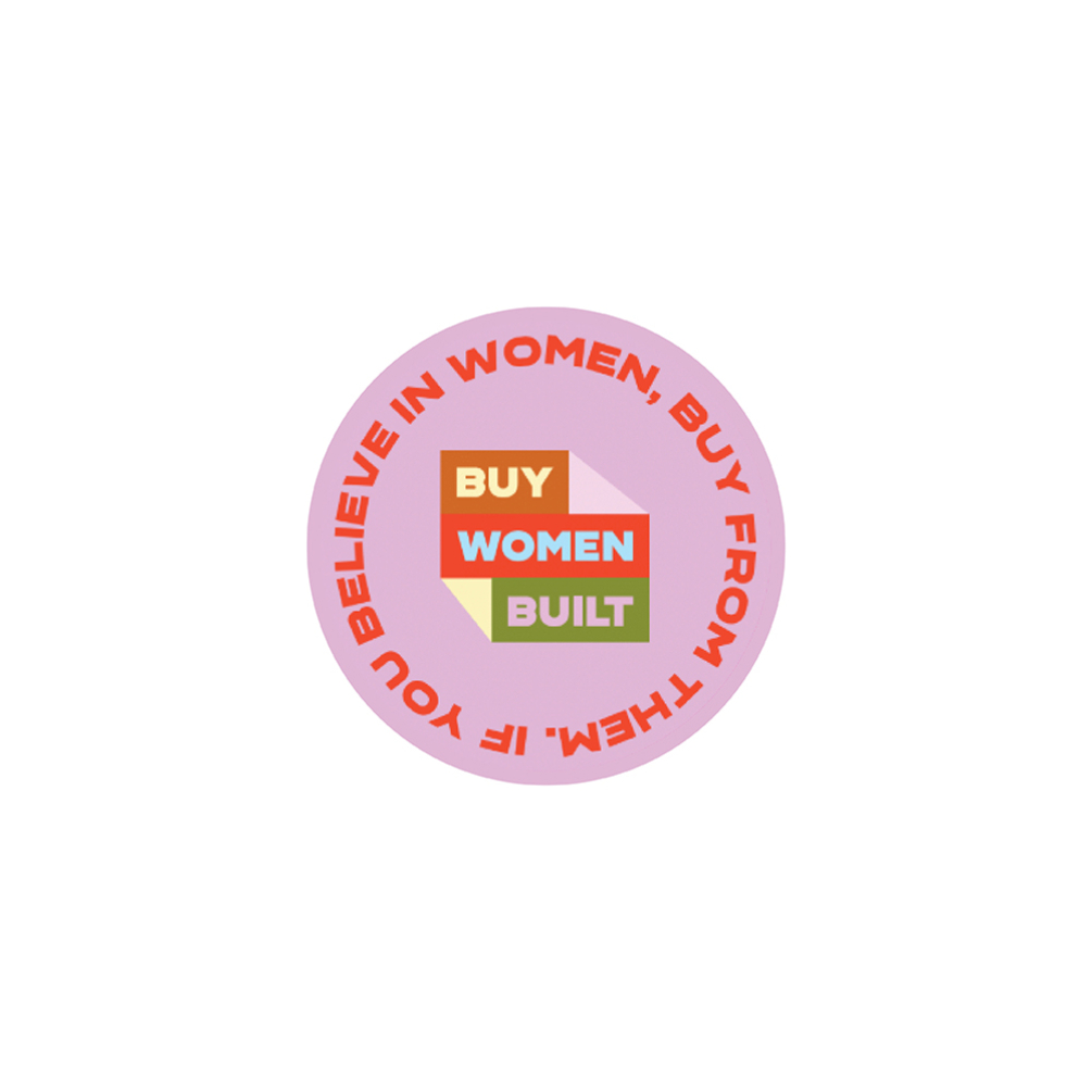 Buy Women Built Printed Gloss Pink Round Stickers - 30 x 30mm | 250 Roll