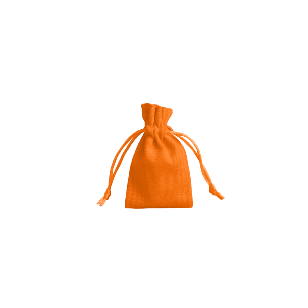 Small Apricot Crush Orange Cotton Bag With Silk Drawstring