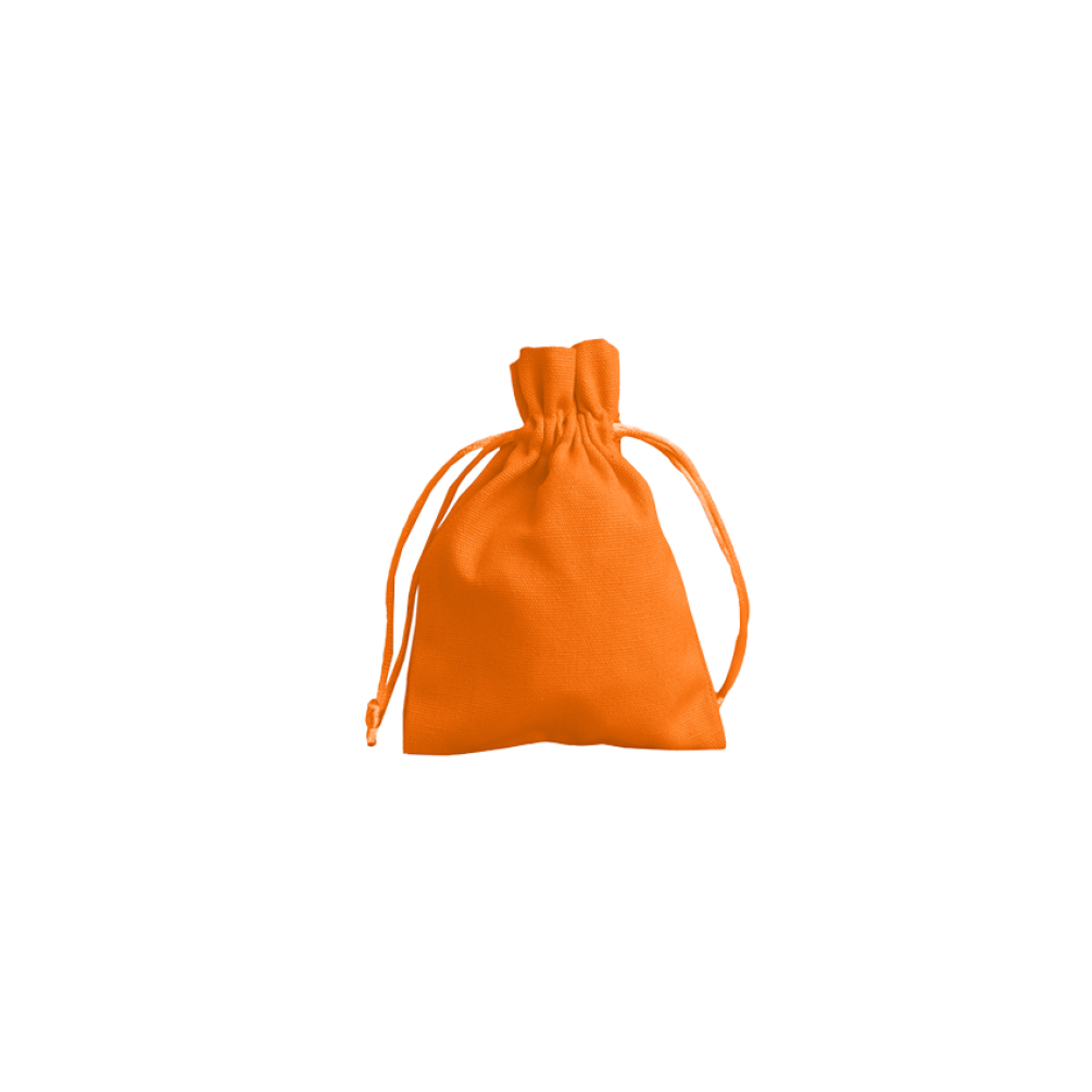 Medium Apricot Crush Orange Cotton Bag With Silk Drawstring