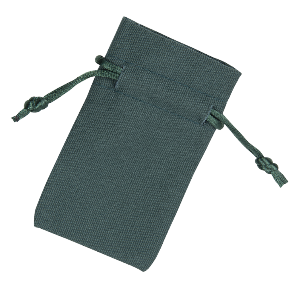Small Dark Green Cotton Bag With Silk Drawstring