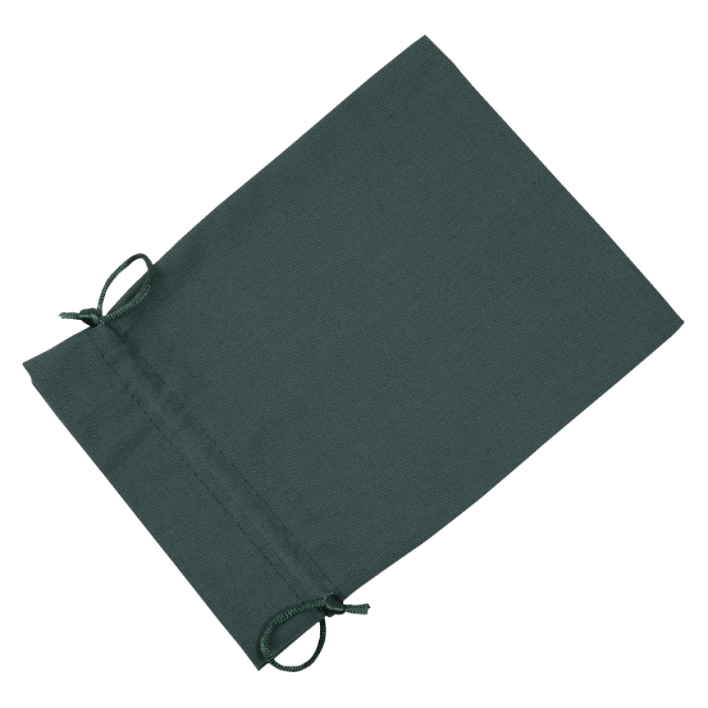 Large Dark Green Cotton Bag With Silk Drawstring