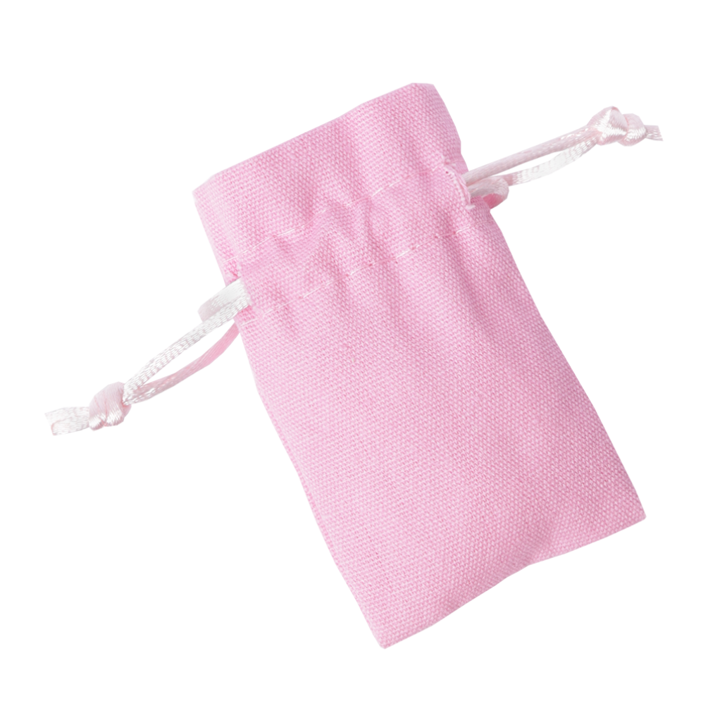 Small Fondant Pink Cotton Bag With Silk Drawstring