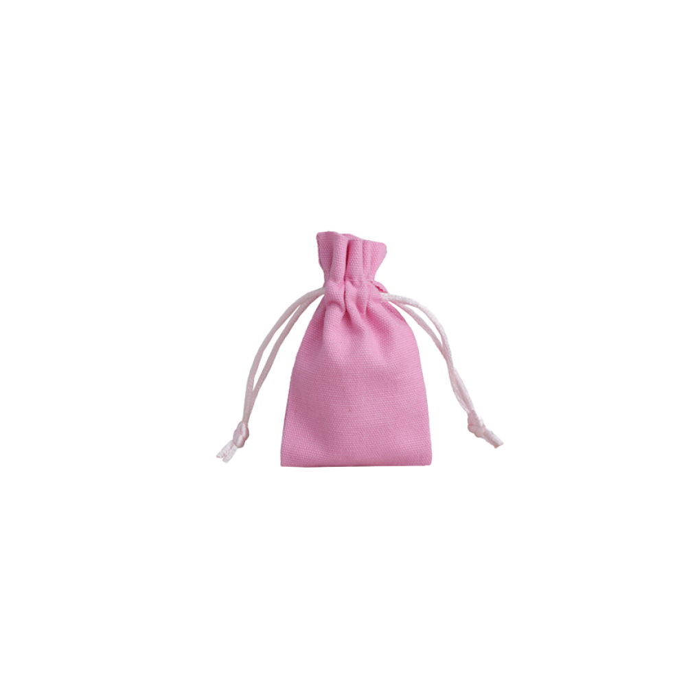 Small Fondant Pink Cotton Bag With Silk Drawstring