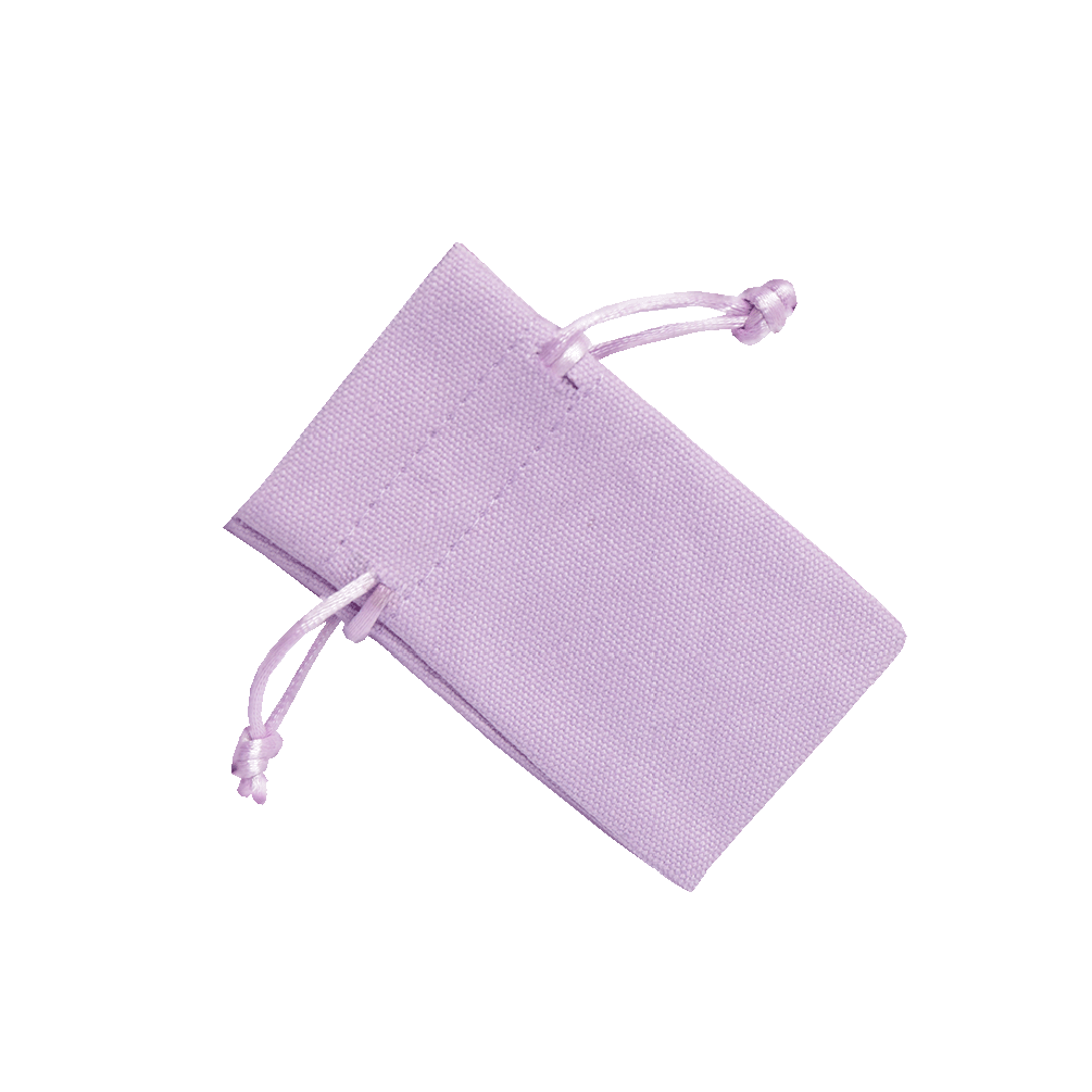 Small Lilac Cotton Bag With Silk Drawstring