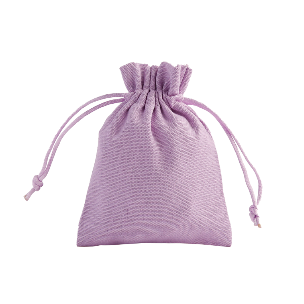 Medium Lilac Cotton Bag With Silk Drawstring