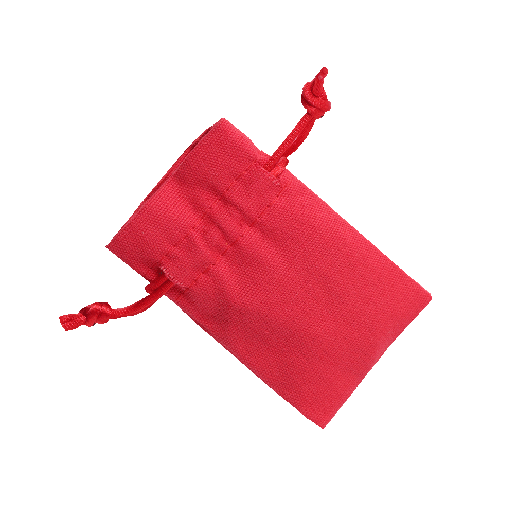 Small Radiant Red Cotton Bag With Silk Drawstring