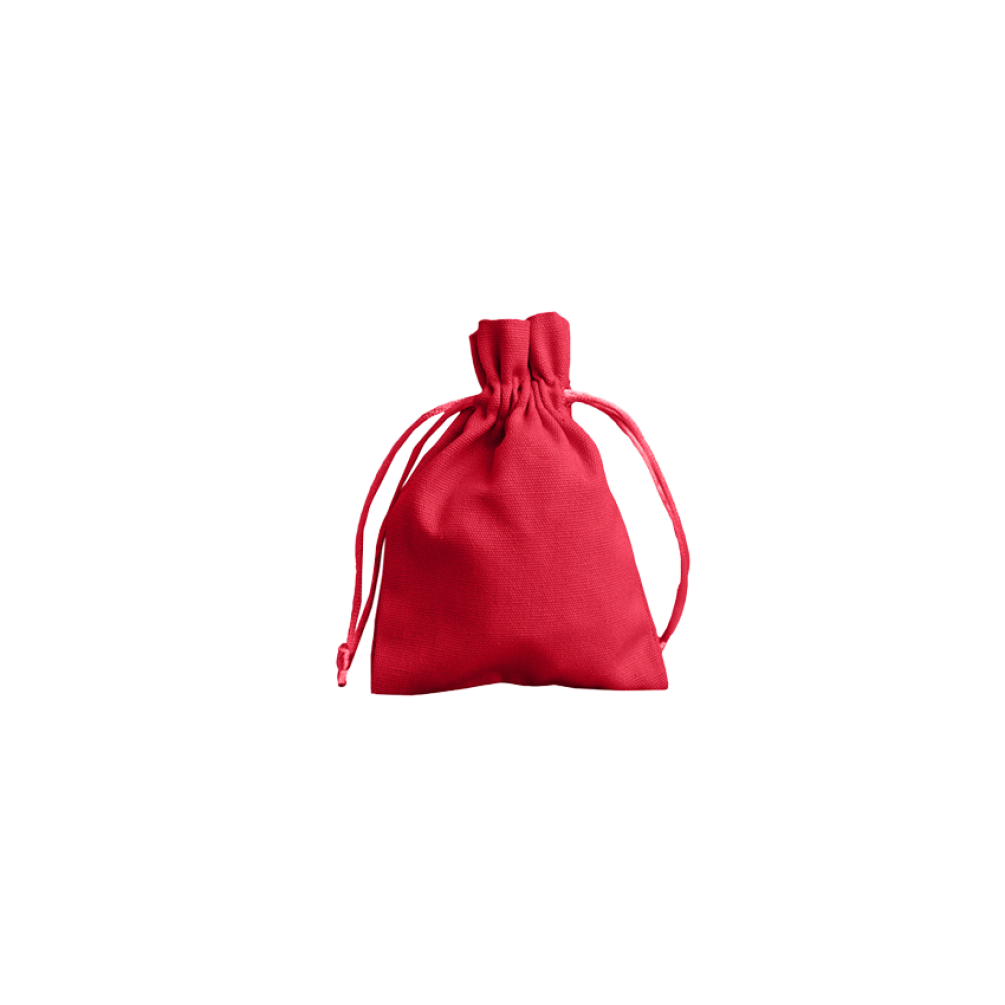 Medium Radiant Red Cotton Bag With Silk Drawstring