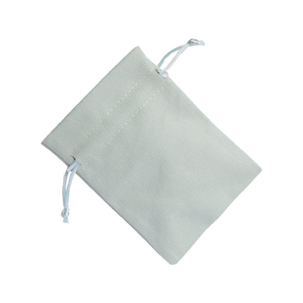 Medium Sage Green Cotton Bag With Silk Drawstring