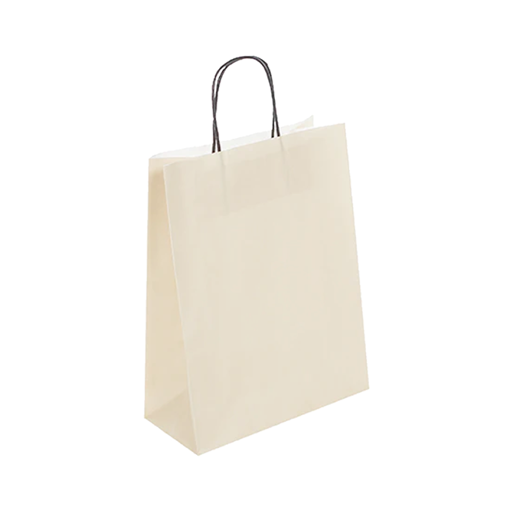 Pack of 25 Medium Cream Paper Gift Bag With Paper Twisted Handles