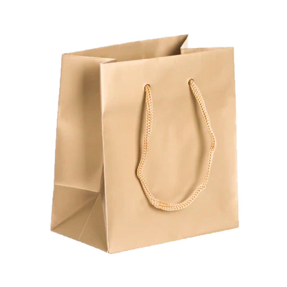 Pack of 200 Small Gold Boutique Carrier Bags With Rope Handles