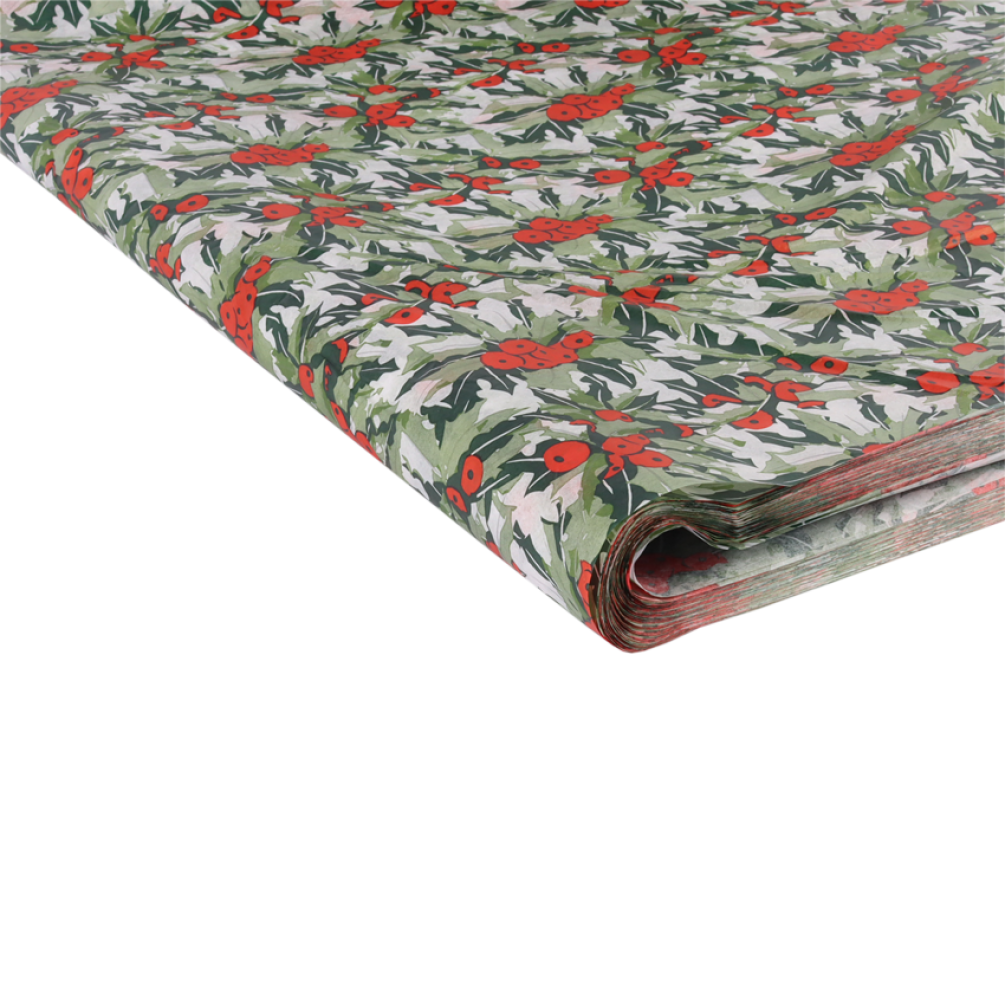 Large Recycled Holly Berry Tissue Paper - 10 sheets