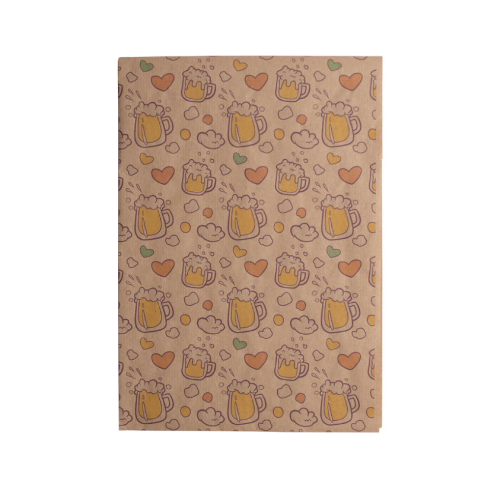 Recycled Kraft 1m Wrapping Paper in Cheers Beer Print