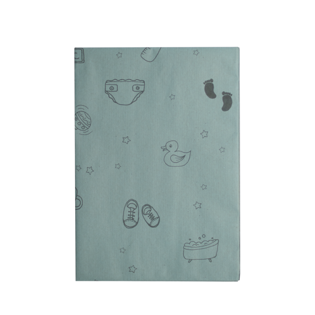 Recycled Blue 1m Wrapping Paper in Baby Print