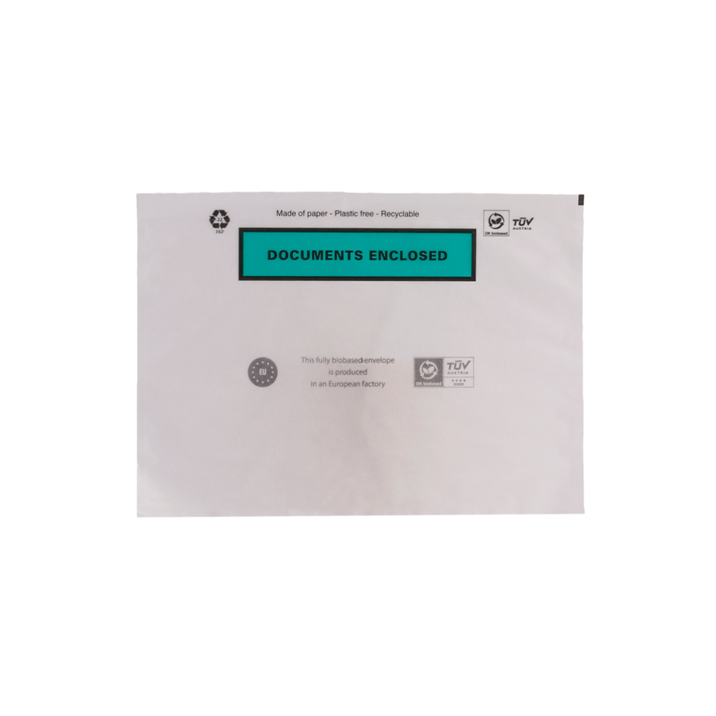 Plastic Free Document Enclosed Transparent Paper Wallets C5/A5 - Pack of 10