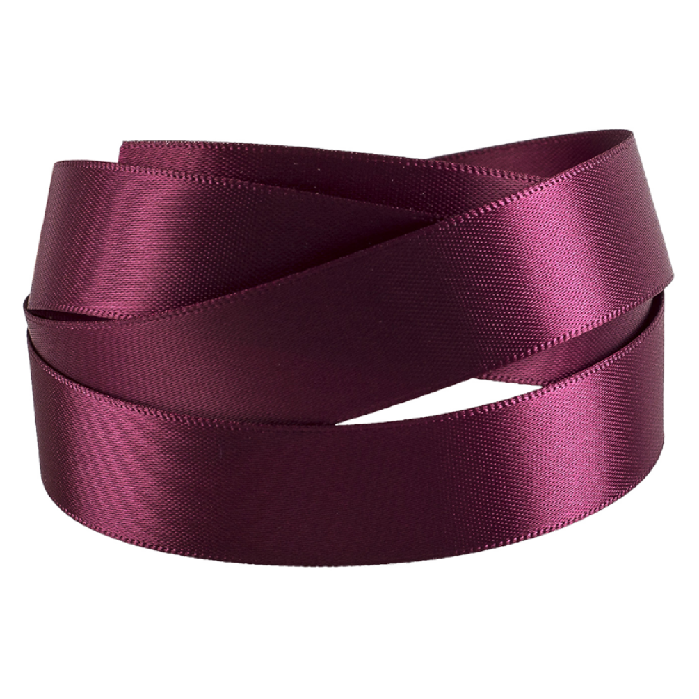 Claret Plum Double Faced Satin Ribbon 15mm