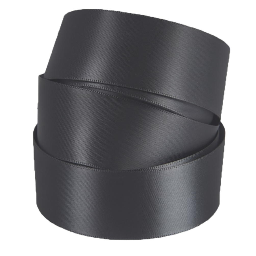 Dark Grey Double Faced Satin Ribbon 25mm