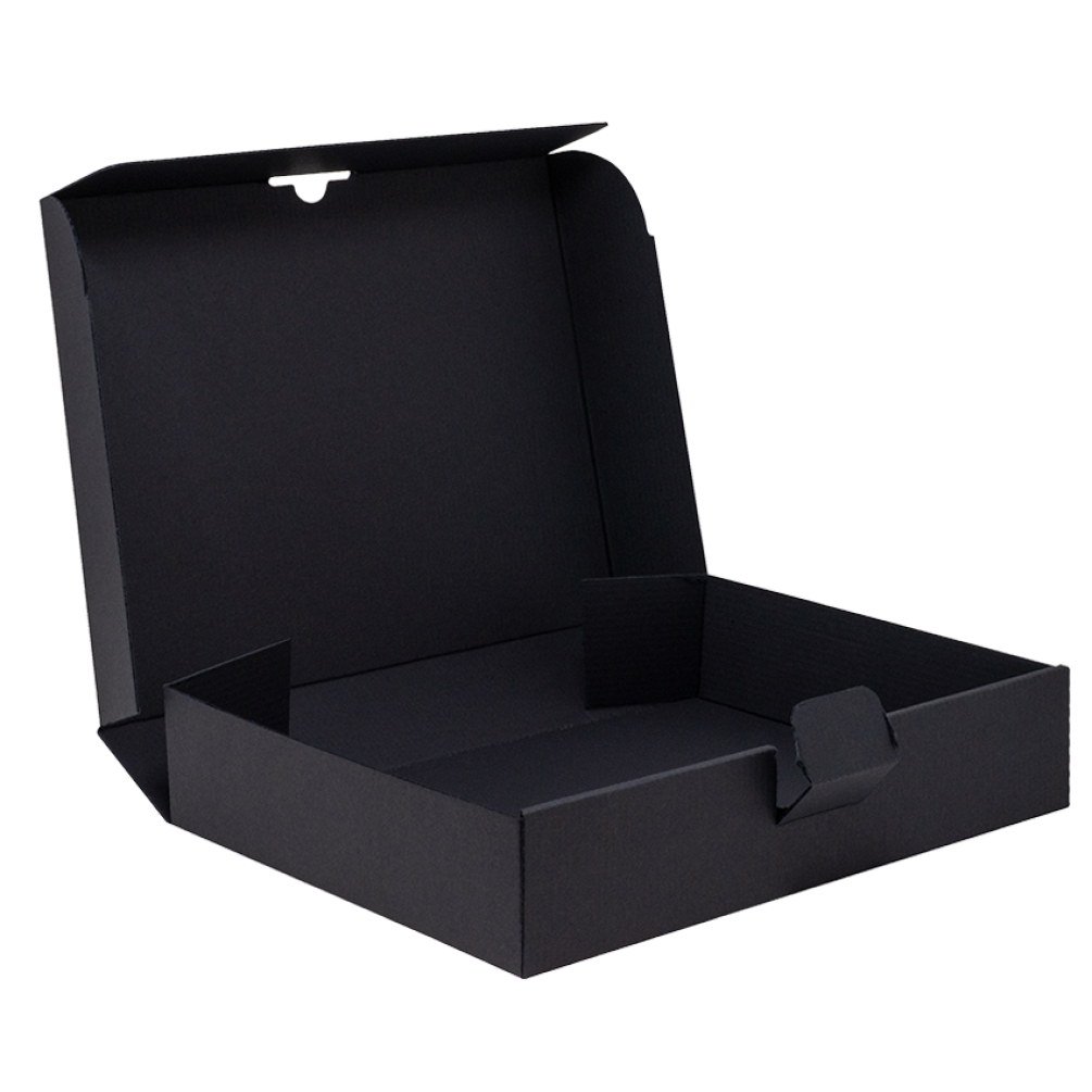 Black 1-Piece Tabbed Corrugated Postal Box
