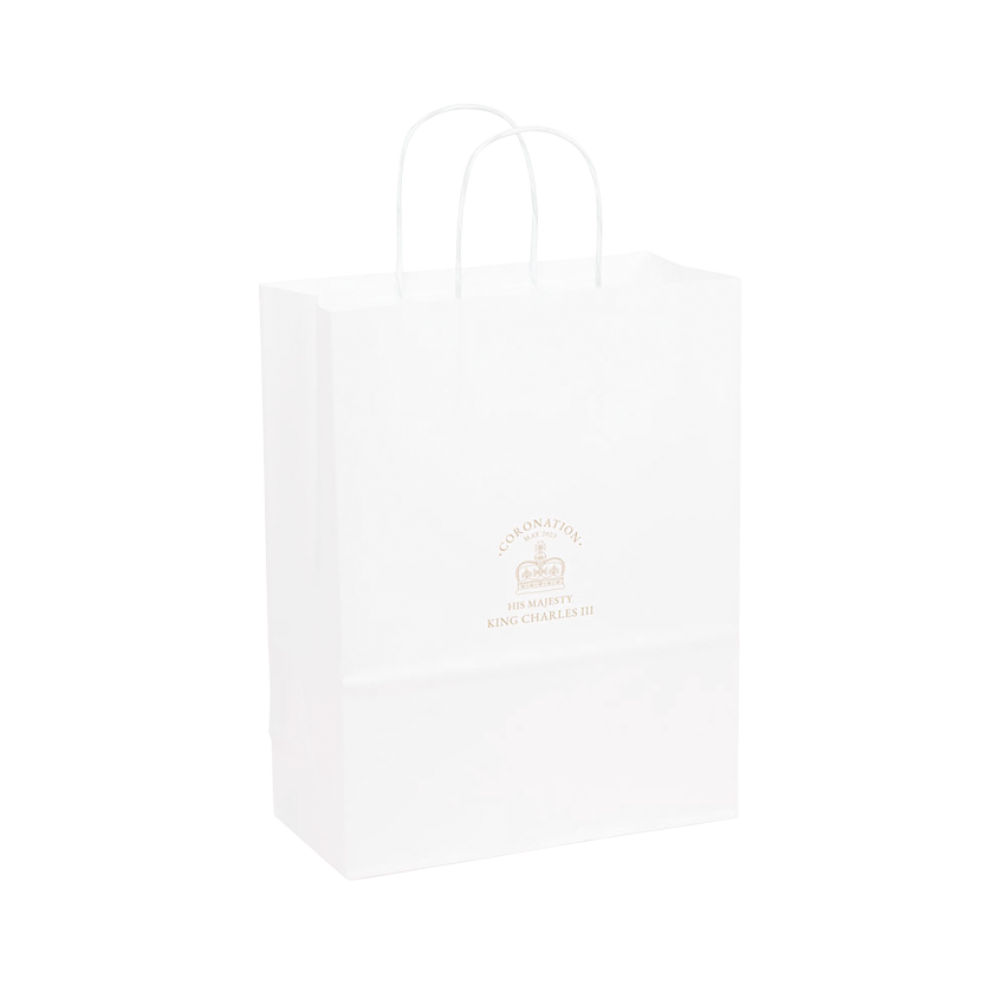 Gold King's Coronation Medium White Paper Gift Bag with Paper Twisted Handles