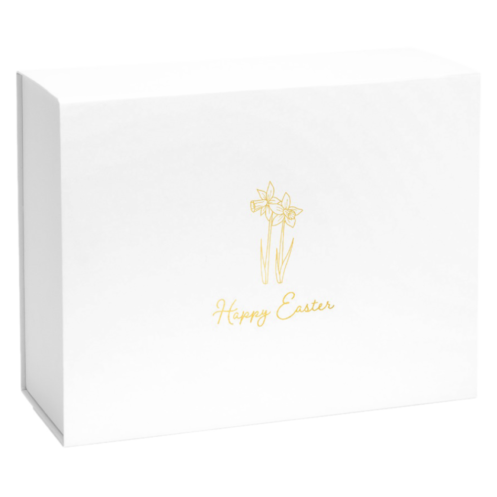 Gold Daffodil Easter Printed Deep White Magnetic Gift Box