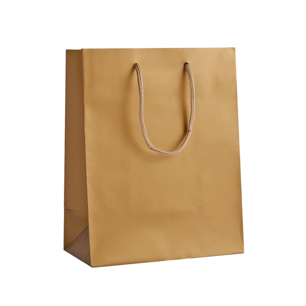 Pack of 200 Medium Gold Boutique Carrier Bags with Rope Handles