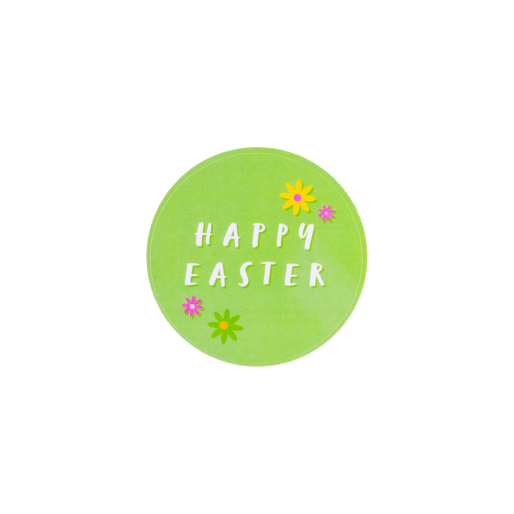 Pack of 10 Happy Easter Flowers Green Stickers