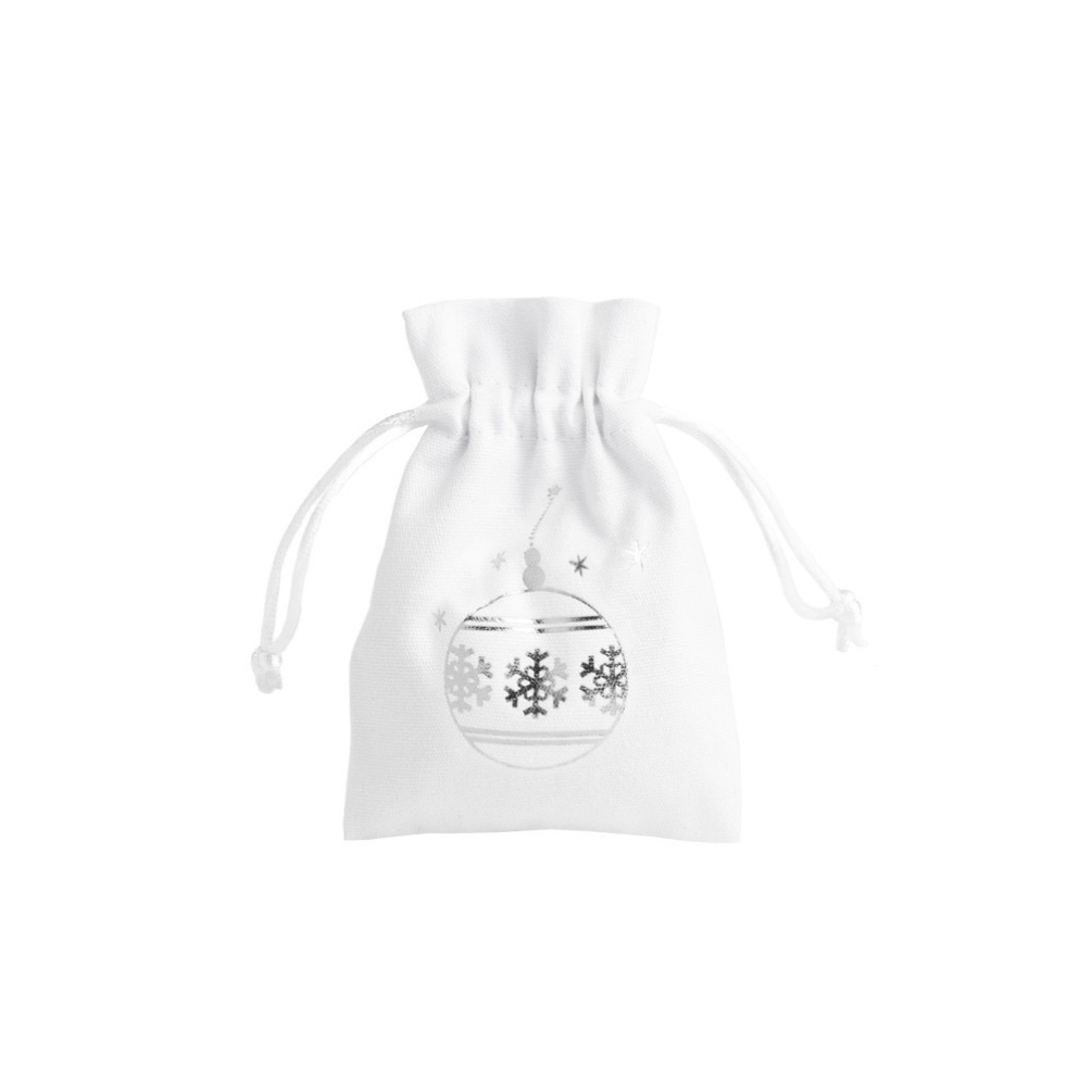 Medium Christmas Cotton Bag Silver Bauble