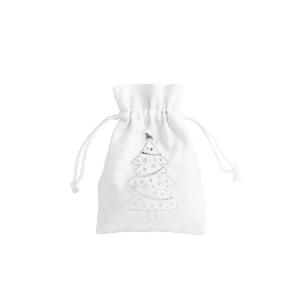 Medium Christmas Cotton Bag Silver Tree 