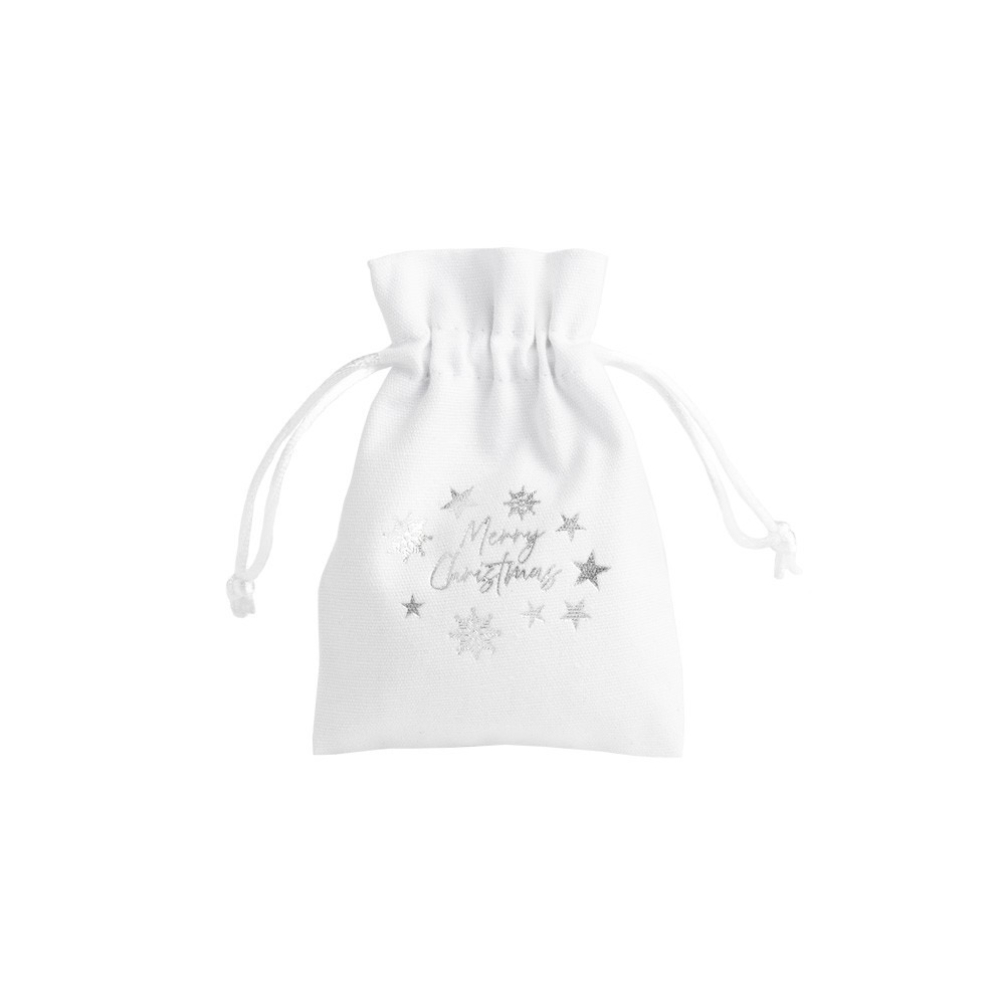 Medium Christmas Cotton Bag Merry Christmas Silver