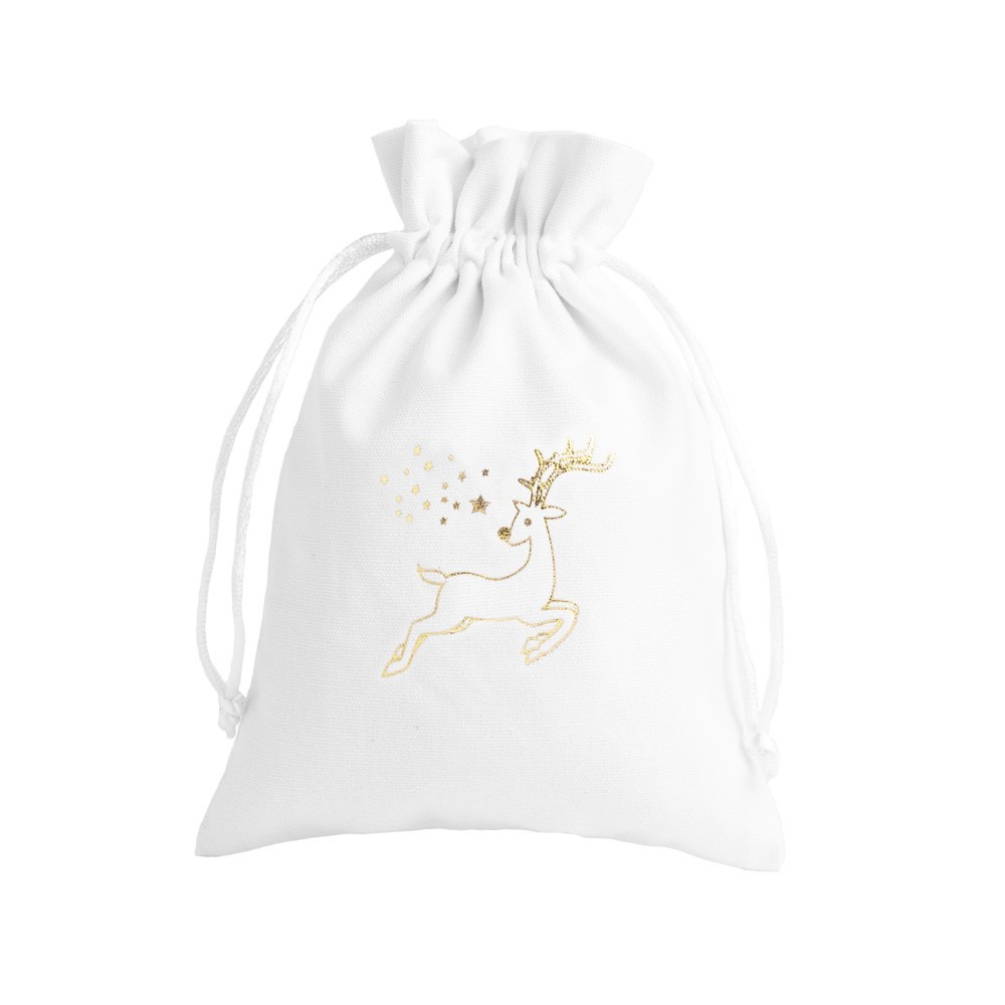 Large Christmas Cotton Bag Gold Reindeer