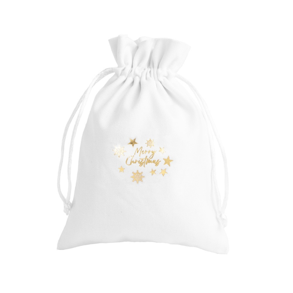 Large Christmas Cotton Bag Merry Christmas Gold