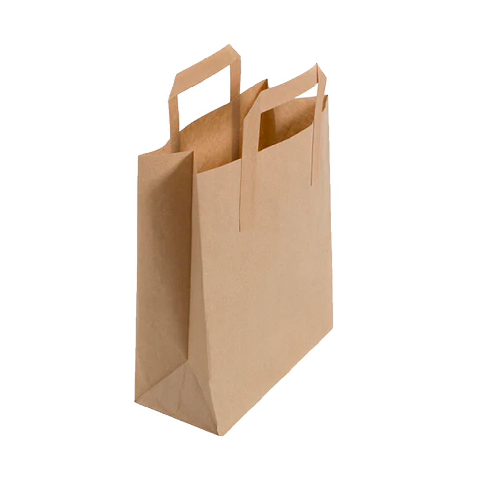 Pack of 250 Medium Kraft Takeaway Bags with External Handles