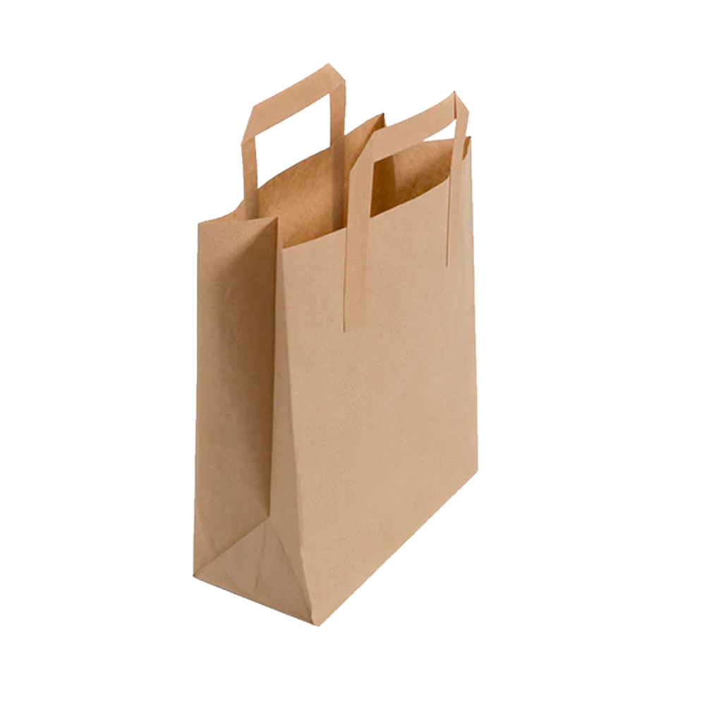 Pack of 250 Medium Kraft Brown Takeaway Bags with External Handles