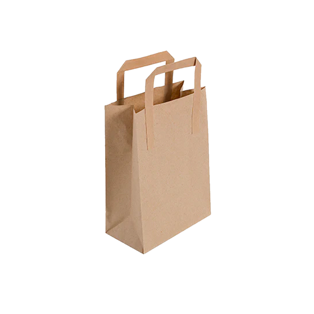Pack of 250 Small Kraft Takeaway Bags with External Handles