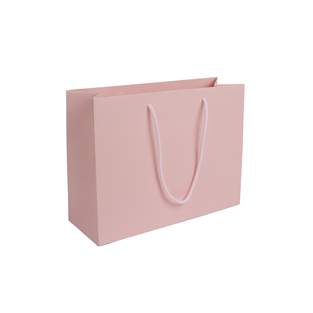 Large Landscape Pink Paper Gift Bag With Rope Handles