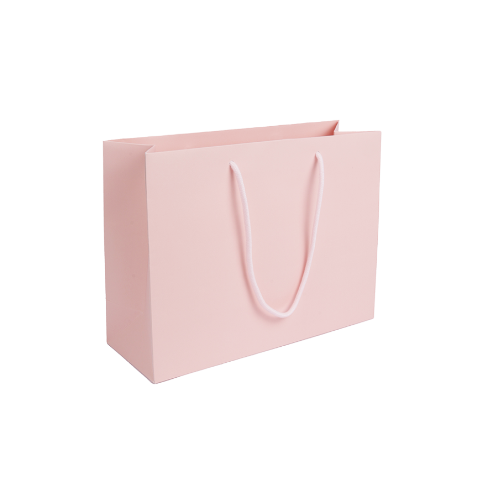 Large Landscape Rose Quartz Pink Paper Gift Bag With Rope Handles