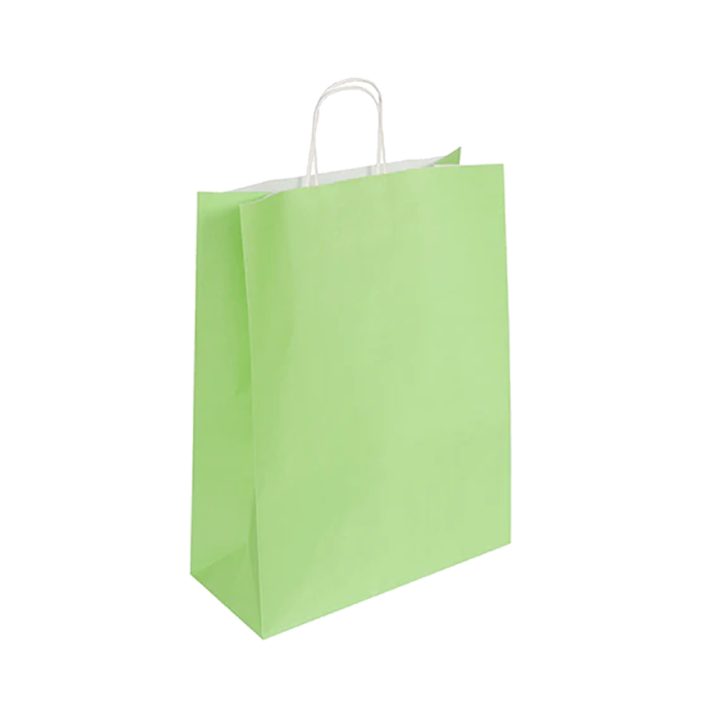  Pack of 25 Large Lime Green Paper Gift Bags With Paper Twisted Handles