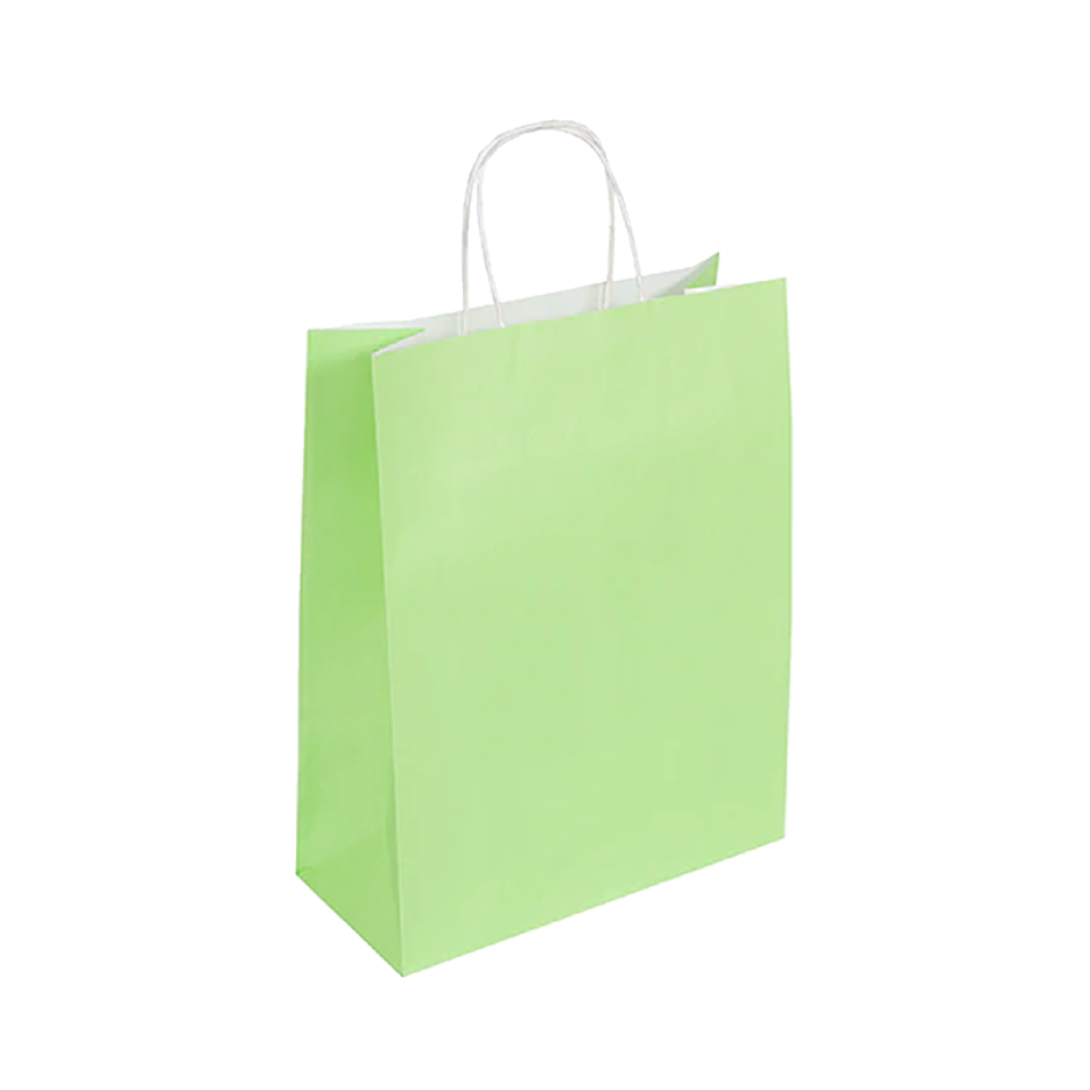 Pack of 25 Medium Lime Green Paper Gift Bags With Paper Twisted Handles
