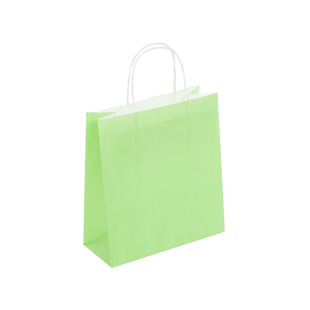 Pack of 25 Small Lime Green Paper Gift Bags With Paper Twisted Handles