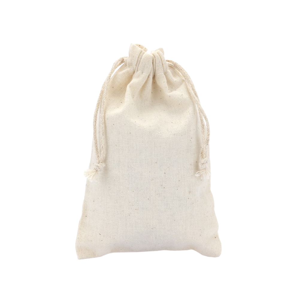 Medium Natural Cotton fabric bag with cord drawstring - Pack of 12