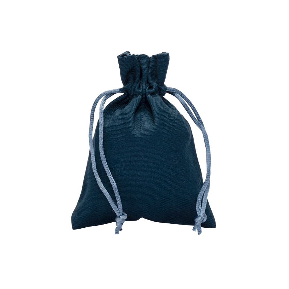 Medium Dark Teal Cotton Bag With Drawstring